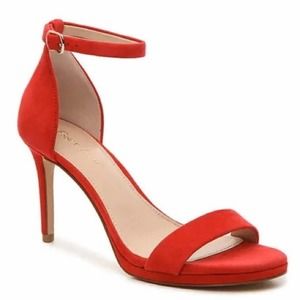 Essex Lane Red Suede Platform Ankle Strap Heels